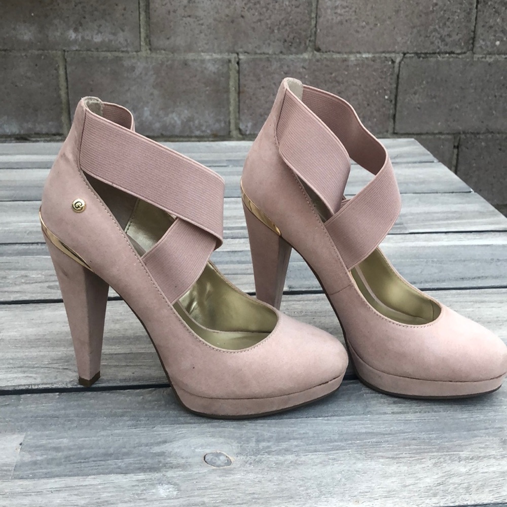 Guess Pink & Gold Suede Shoes Size 5 1/2